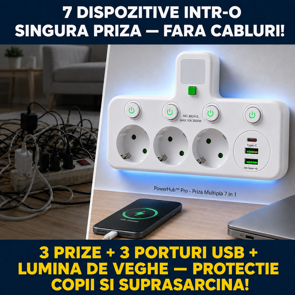 mufă cu priză multiplă